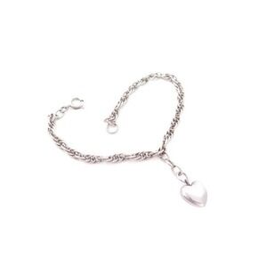 Vintage silver plated heart charm ankle bracelet or anklet